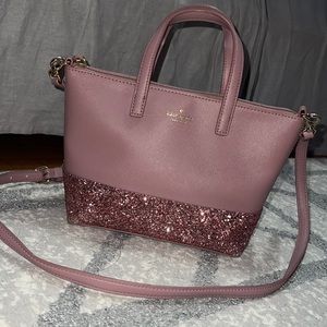 Kate Spade Ina Greta Court Glitter Crossbody Bag Top Handle Pink Handbag